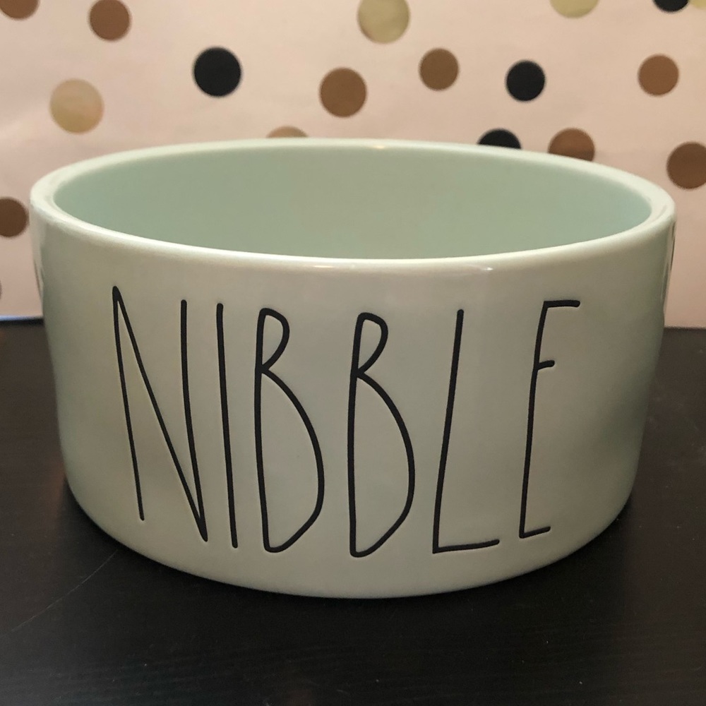 Rae Dunn NIBBLE mint green ceramic pet bowl